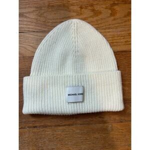 Michael Kors Signature Monogram Knit Beanie – White OS NEW